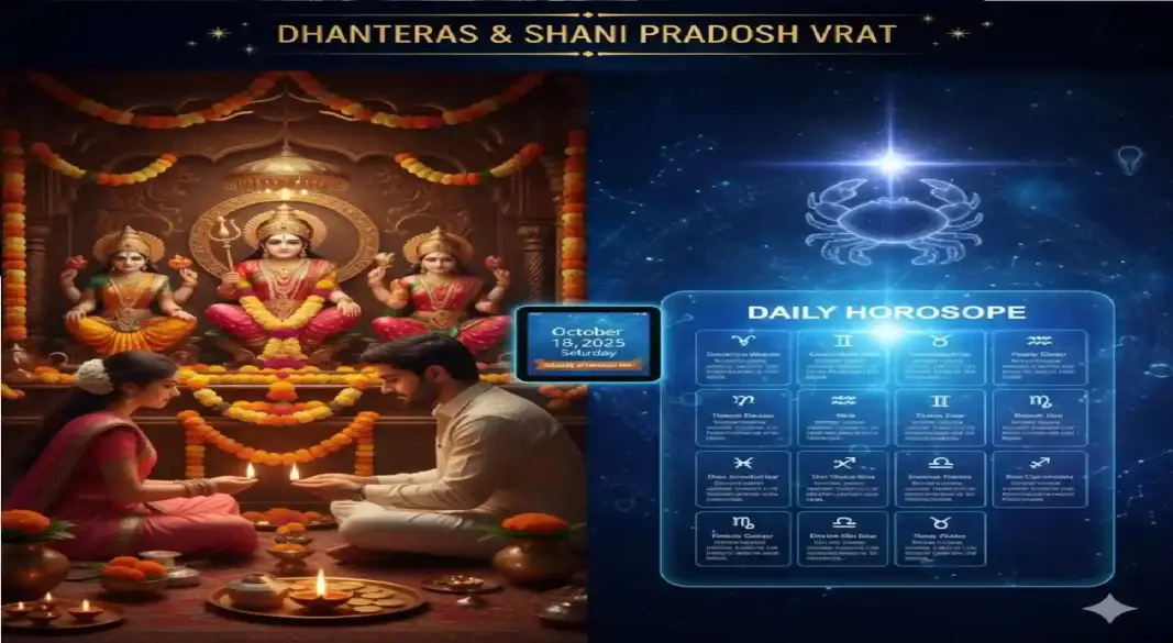 Aaj Ka Rashifal 18 October 2025 Dhanteras Shani Pradosh Horoscope