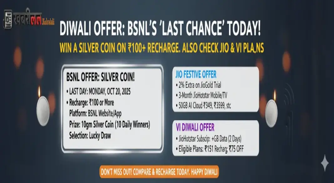 bsnl diwali offer last chance silver coin jio vi plans