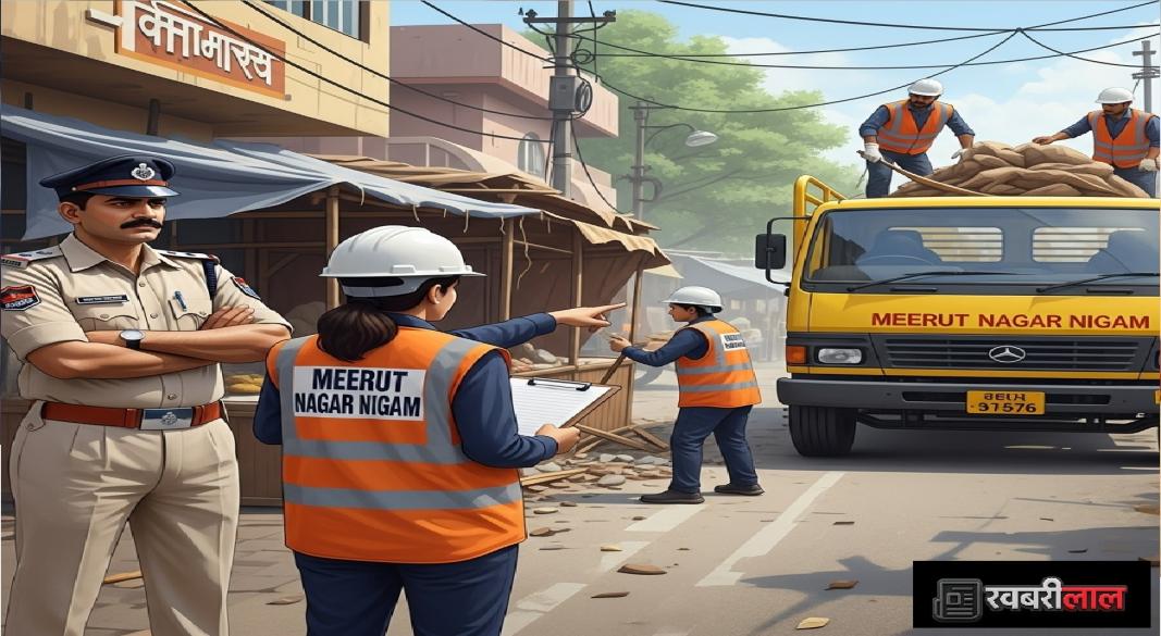 “Major Action on Encroachment in Meerut: Bulldozer Rolled on Delhi Road, Warning of FIR for Repeat Offense